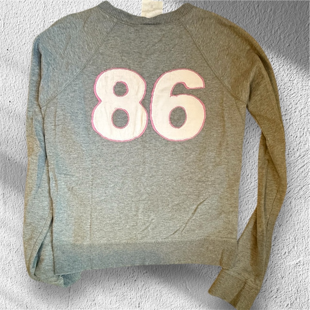 Victoria's Secret PINK Vintage Gray Sweatshirt with Pink Accents - Picture 2 of 3